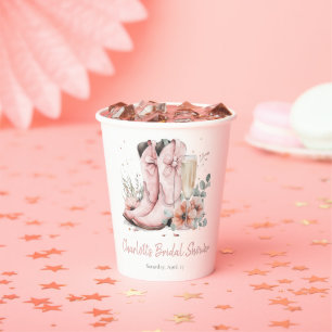 Roze Laarzen & Borrelende Champagneglas Bruidsdouc Papieren Bekers