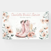 Roze Laarzen & Borrelende Champagneglas Bruidsmeis Spandoek (Horizontaal)