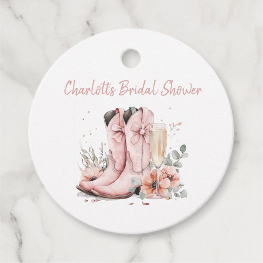 Roze Laarzen & Borrelglazen Bruidsfeestje Bedankjes Labels (Voorkant)