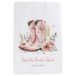 Roze Laarzen & Bruisende Champagne Glas Bruidsuitv Medium Cadeauzakje