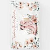 Roze Laarzen & Bruisende Champagneglas Bruidsdouch Spandoek (Verticaal)