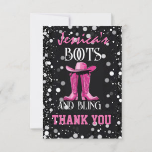 Roze Laarzen en Bling Bachelorette Feestje Bedankkaart