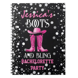 Roze Laarzen en Bling Bachelorette Feestje Notitieboek