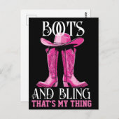 Roze laarzen en Bling Dat is mijn ding Briefkaart (Voorkant / Achterkant)