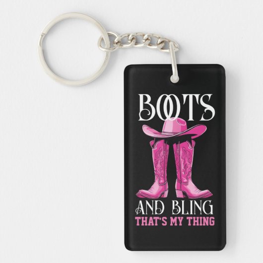 Roze laarzen en Bling Dat is mijn ding Sleutelhanger (Voorkant)