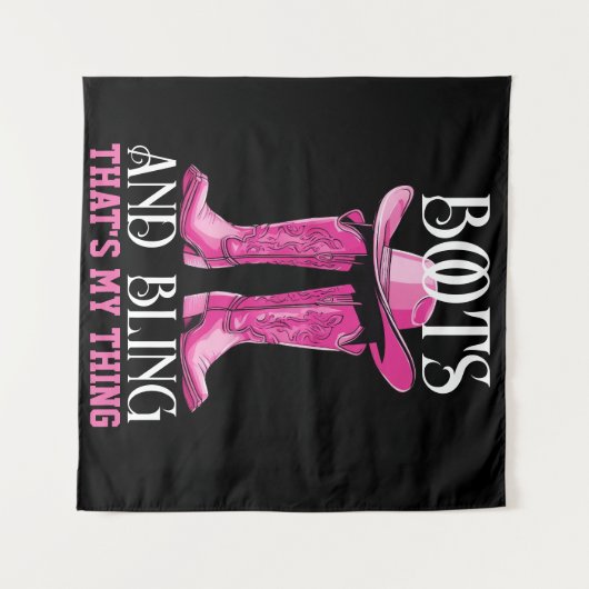 Roze laarzen en Bling Dat is mijn ding Wandkleed (Voorkant (horizontaal))