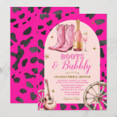 Roze laarzen en bubbelig Western Vrijgezellenfeest Kaart (Voorkant / Achterkant)