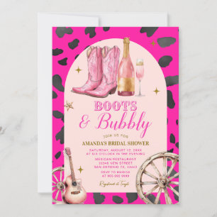 Roze laarzen en bubbelig Western Vrijgezellenfeest Kaart