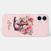 Roze laarzen met gebloemde monogram Case-Mate iPhone case (Achterkant (horizontaal))