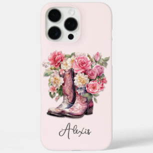 Roze laarzen met gebloemde monogram iPhone 16 pro max hoesje