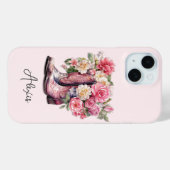 Roze laarzen met gebloemde monogram Case-Mate iPhone case (Achterkant (horizontaal))