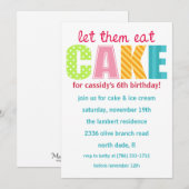 Roze laat hen de uitnodiging van de Birthday Party (Voorkant / Achterkant)