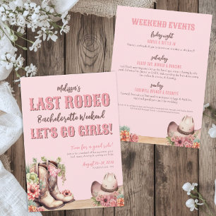 Roze Laatste Cowgirl Bruidsfeest Voor Een Vrijgeze Kaart