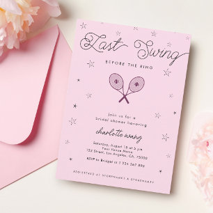 Roze Laatste Swing Voor de Ring Bruidsfeest Kaart