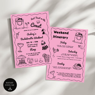 Roze Laatste Toast Aan De Kust Meisjesuitje Weeken Kaart