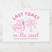 Roze Laatste Toast Bachelorette Mini Champagne Sparkling Wijnetiket (Enkel label)