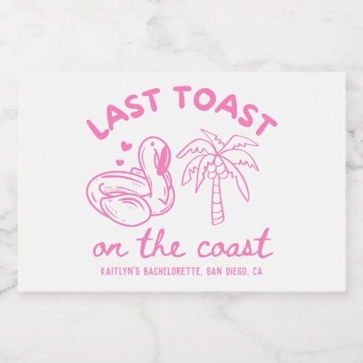 Roze Laatste Toast Bachelorette Mini Champagne Sparkling Wijnetiket (Enkel label)