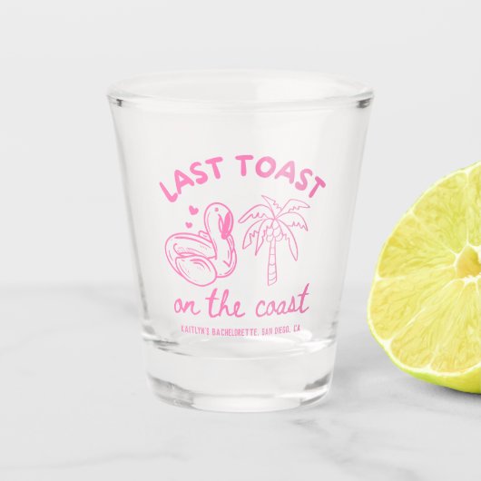 Roze Laatste Toast Bachelorette Party Shot Glass Shot Glas (Voorkant)