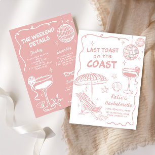 Roze laatste toast op de kust Bachelorette weekend Kaart