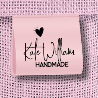 Roze label voor op maat gemaakte kleding voor hand grosgrain lint