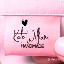 Roze label voor op maat gemaakte kleding voor hand