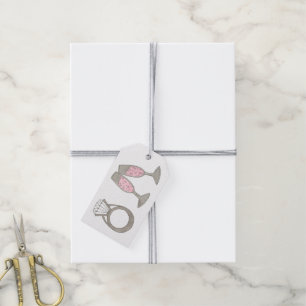 Roze Labels met champagne Diamond Ring Wedding Sho Cadeaulabel
