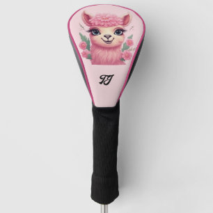 Roze lachende Baby Lama Golfheadcover