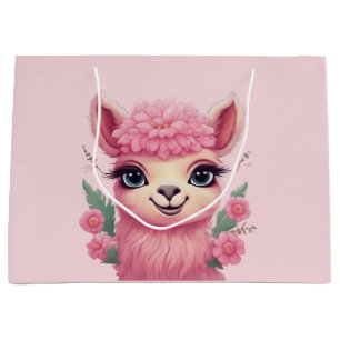 Roze lachende Baby Lama Groot Cadeauzakje