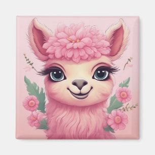 Roze lachende Baby Lama Magneet