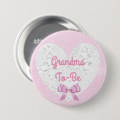Roze Lacy Oma wordt Baby shower Button (Voorkant /achterkant)