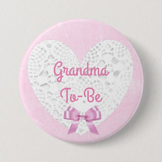 Roze Lacy Oma wordt Baby shower Button (Voorkant)