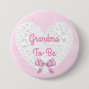 Roze Lacy Oma wordt Baby shower Button