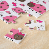 Roze Lady Bugs Jigzaag Puzzle Daisy Legpuzzel (Zijkant)
