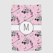 Roze Lady Golfer Stijlvol Modern Custom Initiaal Golfhanddoek (Voorkant)