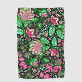 Roze Lady Slipper Bloem Wildflower Gepersonaliseer Golfhanddoek (Voorkant)