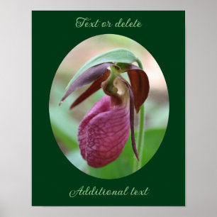Roze Lady Slipper Flower Voeg Jouw tekst toe Poster