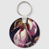Roze Lady Slipper Orchid Flowers, gepersonaliseerd Sleutelhanger (Voorkant)
