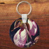 Roze Lady Slipper Orchid Flowers, gepersonaliseerd Sleutelhanger (Achterkant)