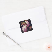 Roze Lady Slipper Orchid Flowers Vierkante Sticker (Envelop)