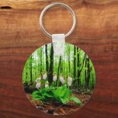 Roze Lady Slipper wild Orchid Sleutelhanger (Voorkant)