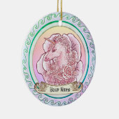 Roze Lady Unicorn Keramisch Ornament (Rechts)