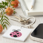 Roze Ladybug Acrylische Sleutelhanger (Voorkant Rechts)