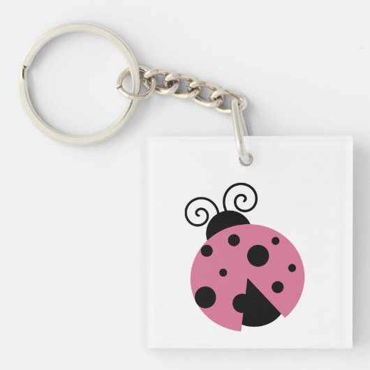 Roze Ladybug Acrylische Sleutelhanger (Voorkant)
