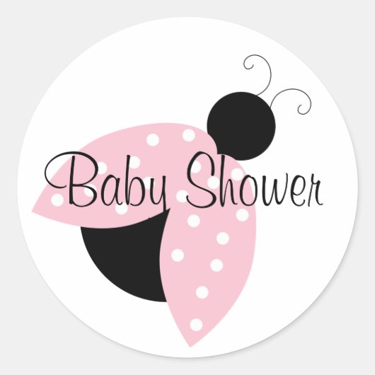 Roze Ladybug Baby shower Sticker (Voorkant)