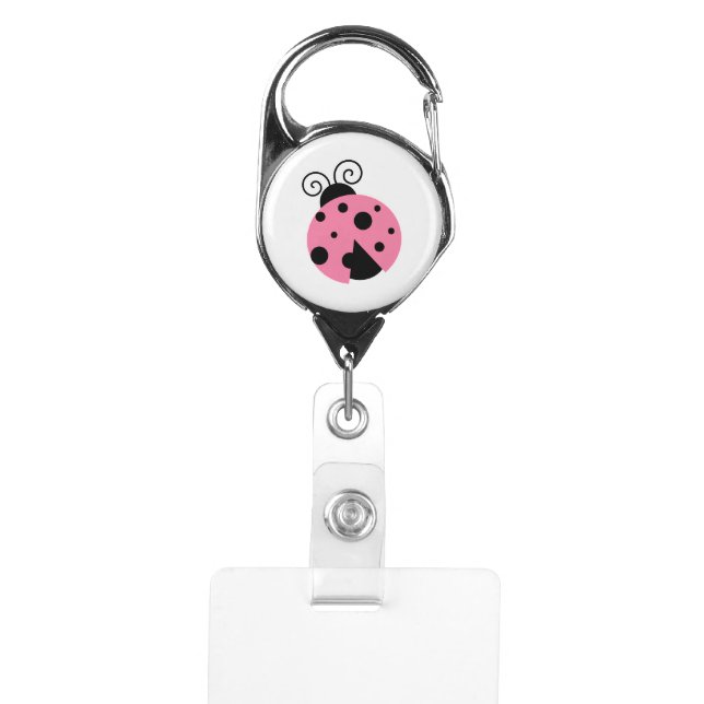 Roze Ladybug Badgehouder (Voorkant)