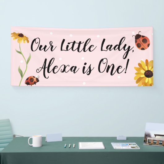 Roze Ladybug Birthday Party Banner (Beurs)