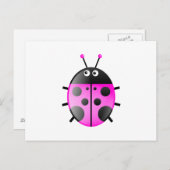 Roze Ladybug Briefkaart (Voorkant / Achterkant)