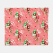 Roze ladybug en paddenstoelpatroon fleece deken (Voorkant (Horizontaal))