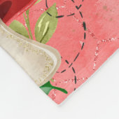 Roze ladybug en paddenstoelpatroon fleece deken (Hoek)