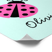 Roze ladybug meisjes baby kamer crèche decor poste poster (Hoek)